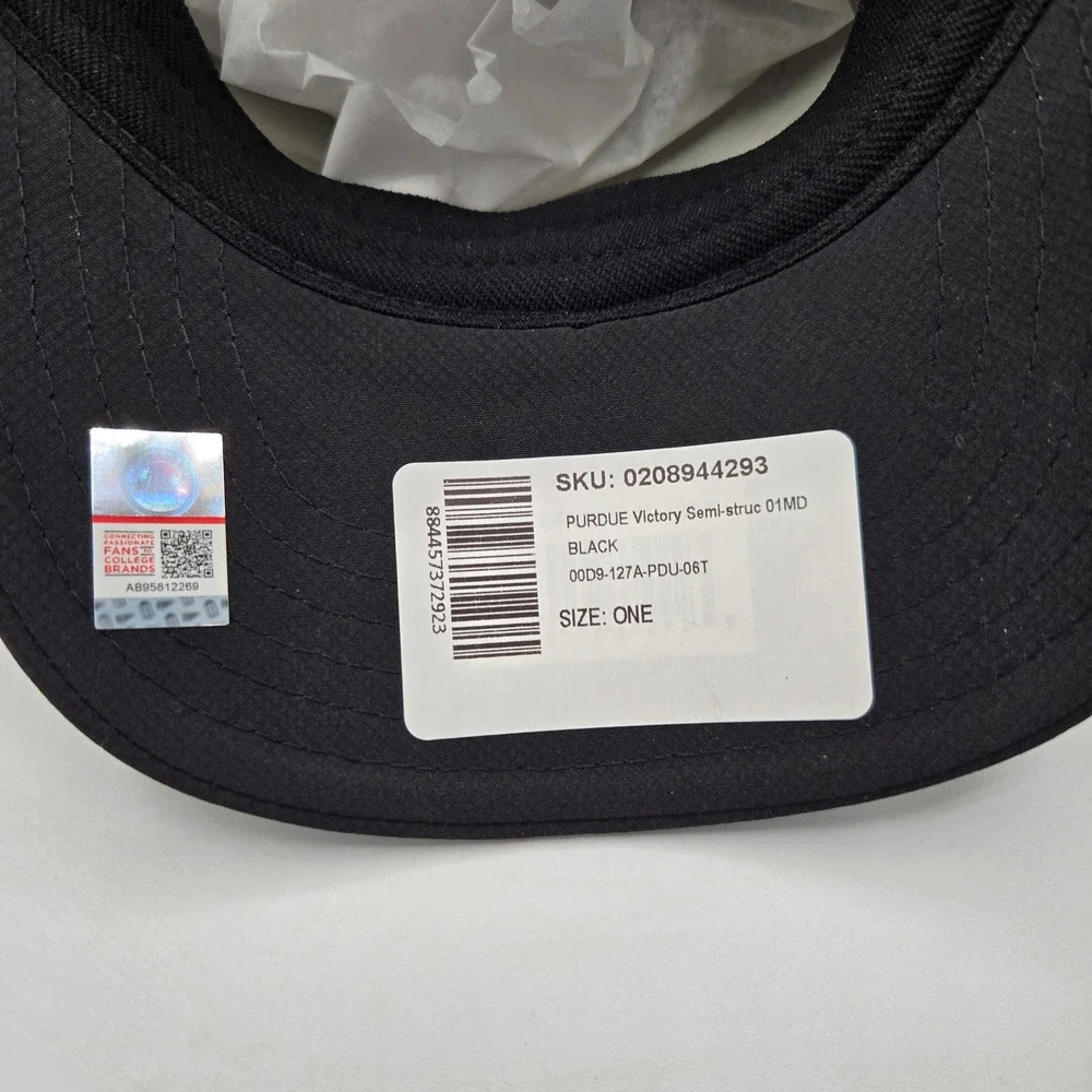 Top of the World Purdue Mens OSFA Black Victory Semi-Struc Boilers Baseball Cap
